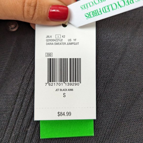 Guess Daria Sweater Jumpsuit Jet Black Size Small - Picture 10 of 16